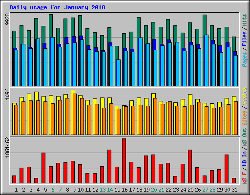 Daily usage for January 2018