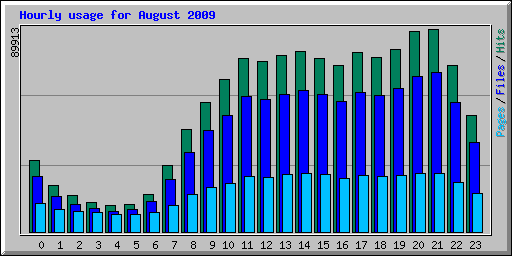 Hourly usage for August 2009