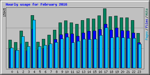 Hourly usage for February 2016