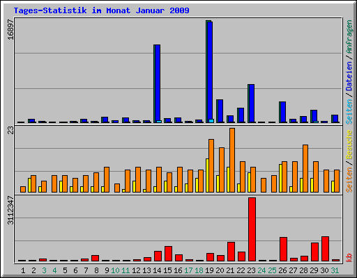 Tages-Statistik im Monat Januar 2009