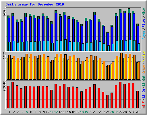 Daily usage for December 2010