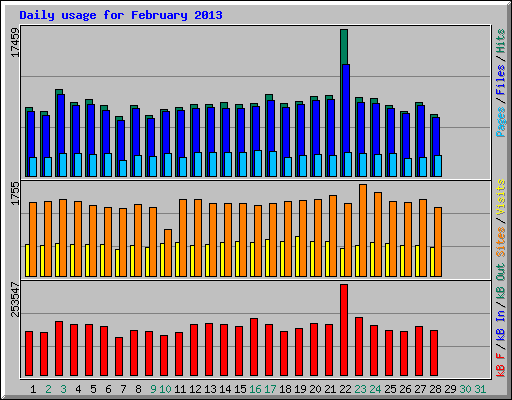 Daily usage for February 2013