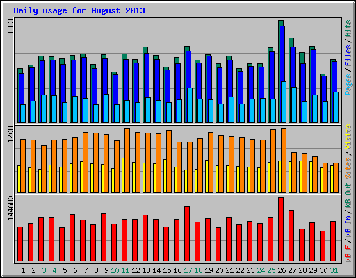 Daily usage for August 2013