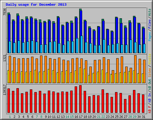 Daily usage for December 2013