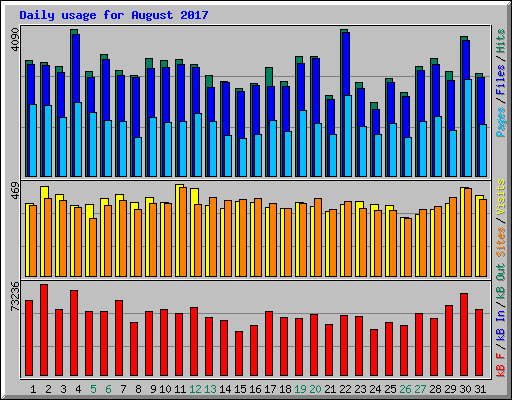 Daily usage for August 2017