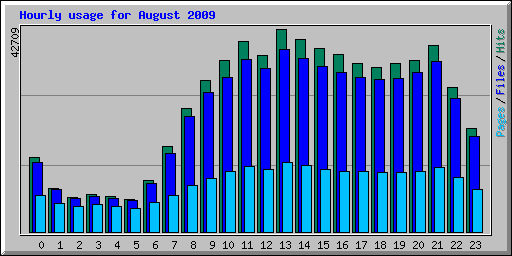 Hourly usage for August 2009