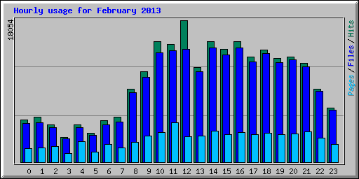 Hourly usage for February 2013