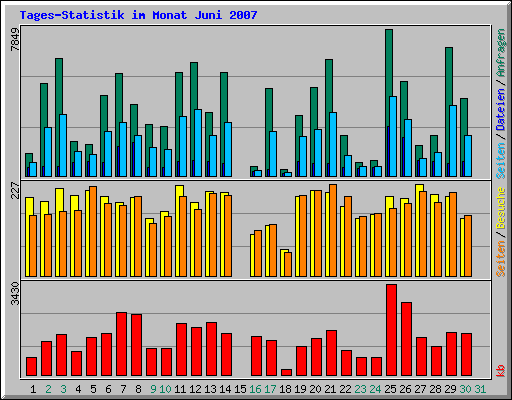 Tages-Statistik im Monat Juni 2007