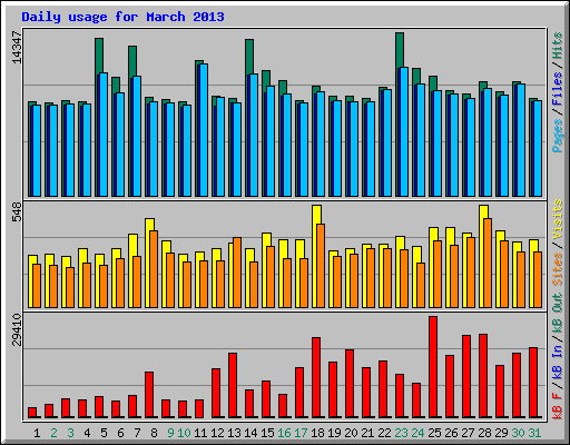 Daily usage for March 2013