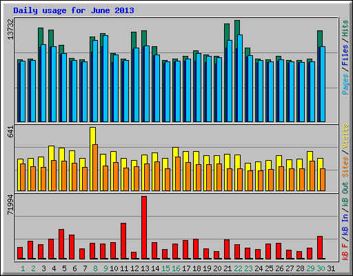 Daily usage for June 2013