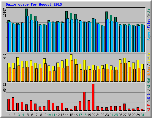 Daily usage for August 2013