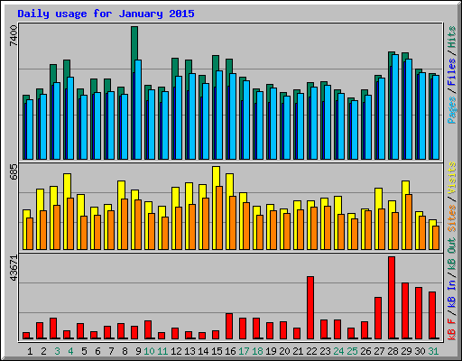 Daily usage for January 2015