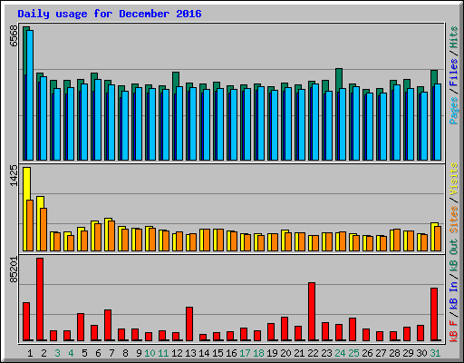 Daily usage for December 2016