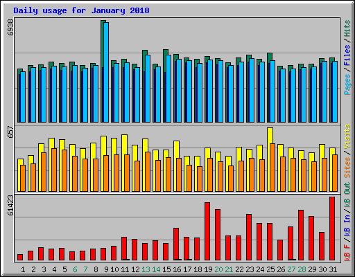 Daily usage for January 2018