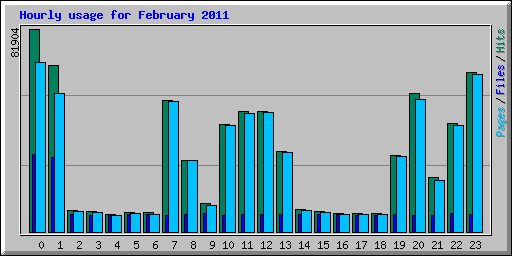 Hourly usage for February 2011