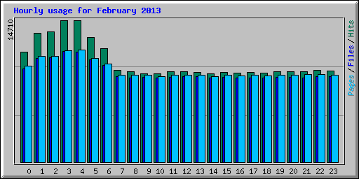 Hourly usage for February 2013