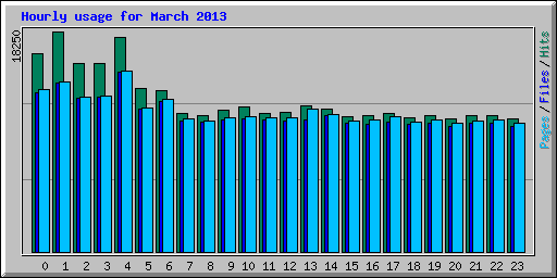 Hourly usage for March 2013