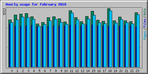 Hourly usage for February 2016